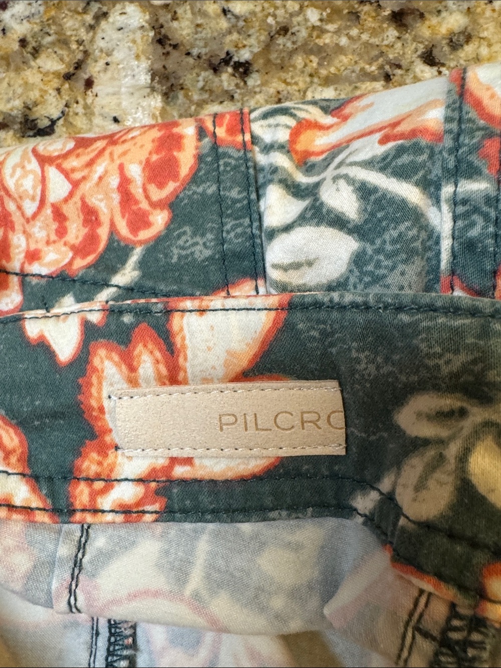 Anthropologie Pilcro Floral Boot Cut Pants in Green and Coral - Picture 5 of 6